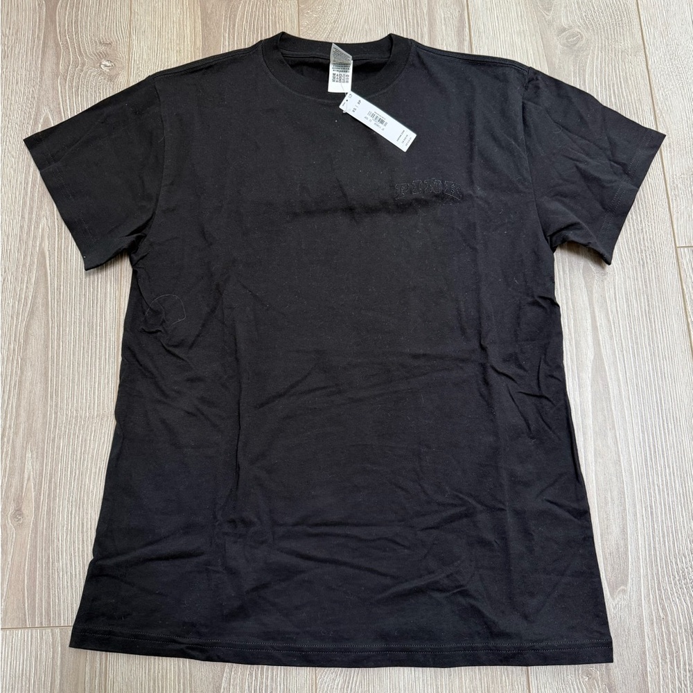 VS Pink Black y2k Logo Tee cotton essentials TikTok fyp basics everyday soft - Picture 2 of 3